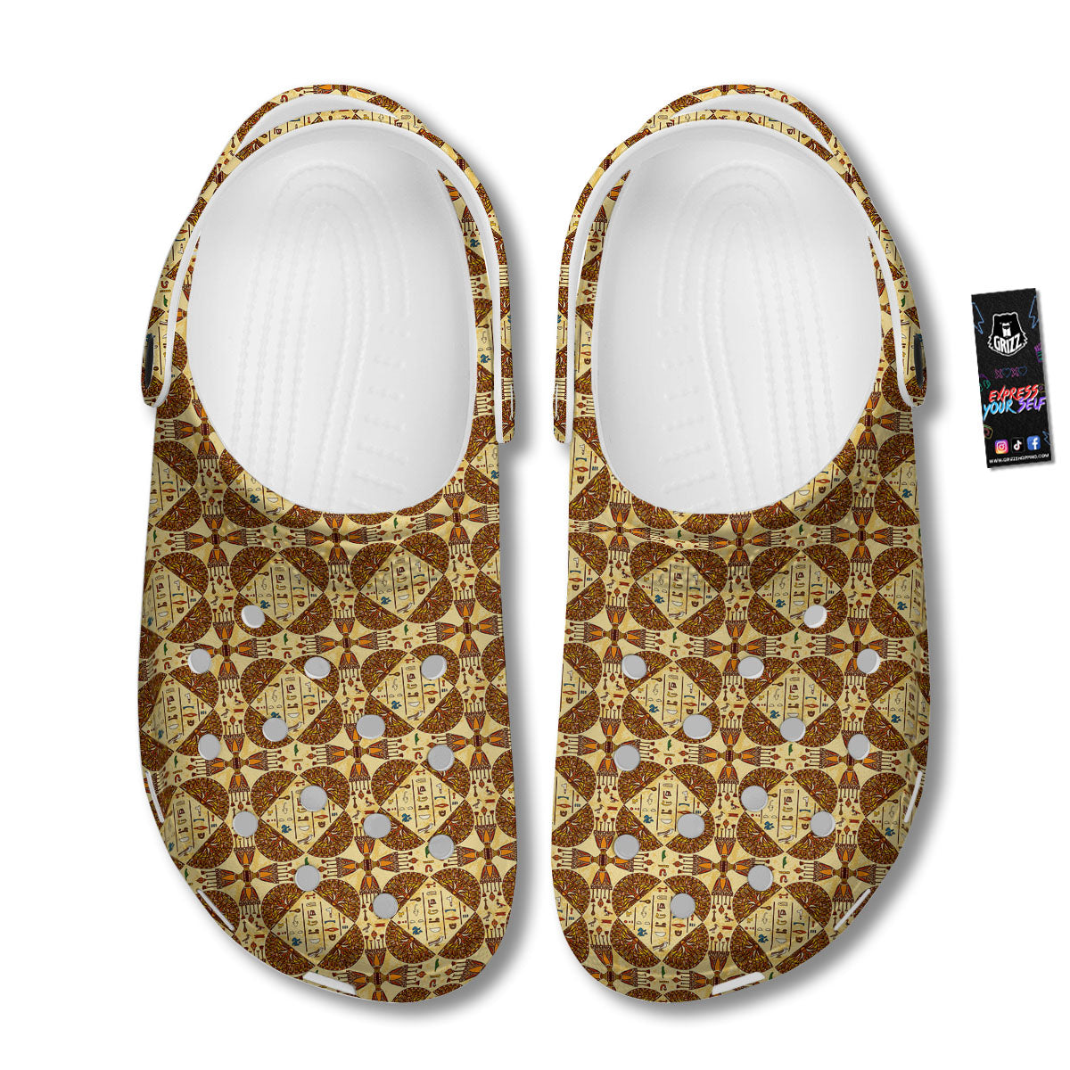 Hieroglyphs Egyptian Print Pattern Clog-grizzshop
