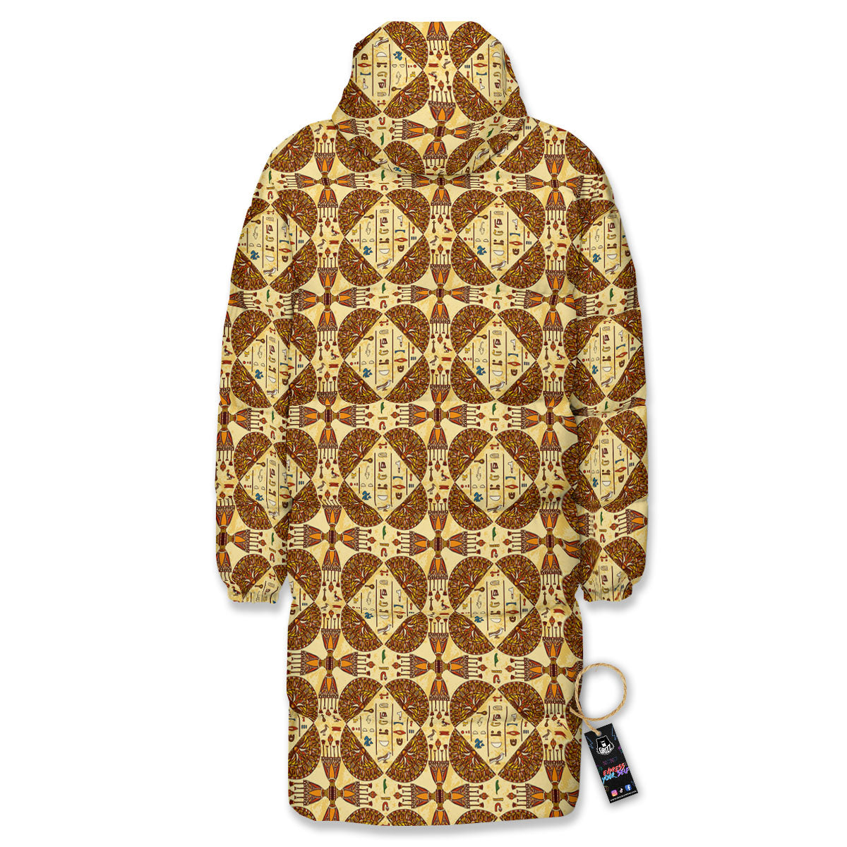 Hieroglyphs Egyptian Print Pattern Long Down Jacket-grizzshop
