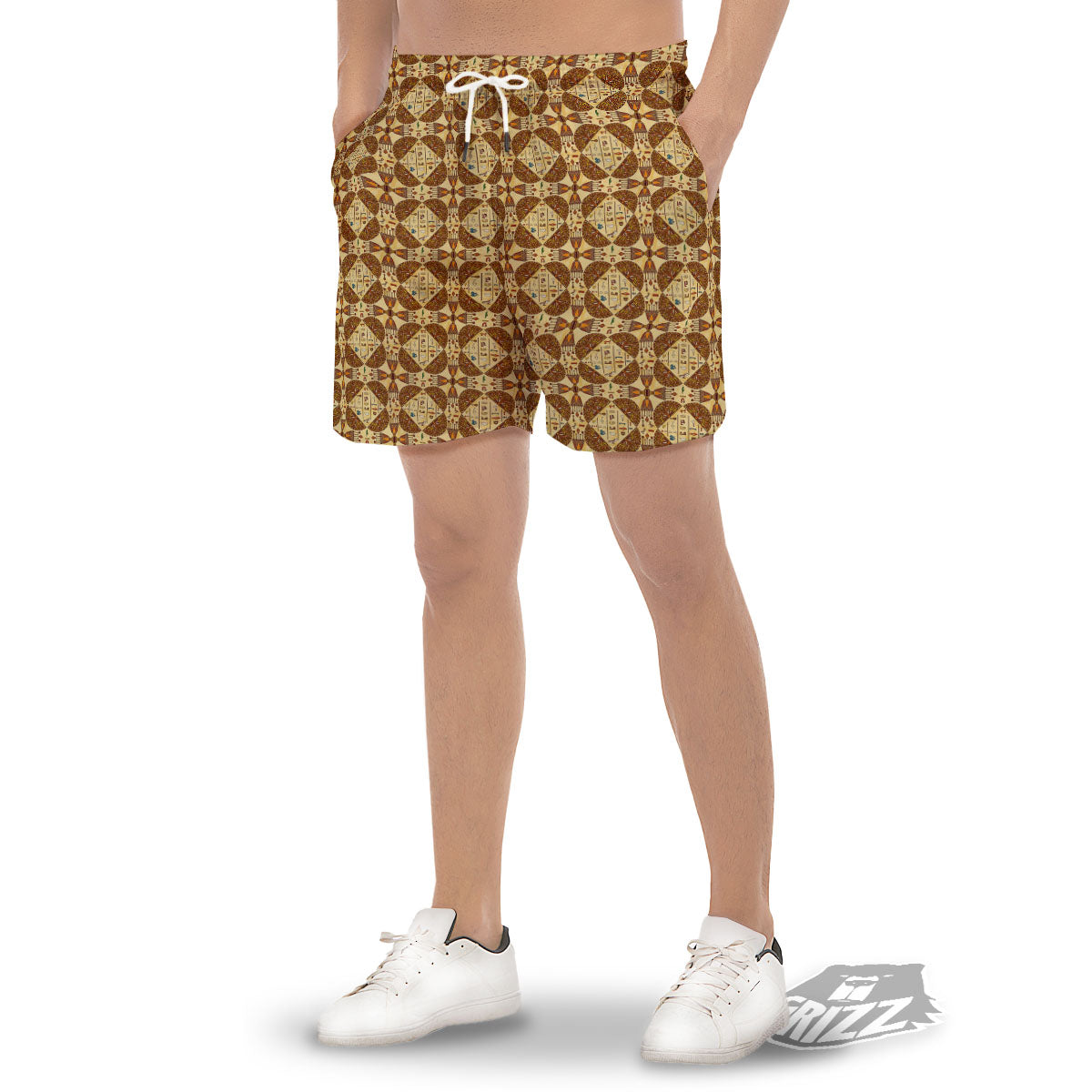 Hieroglyphs Egyptian Print Pattern Men's Gym Shorts-grizzshop