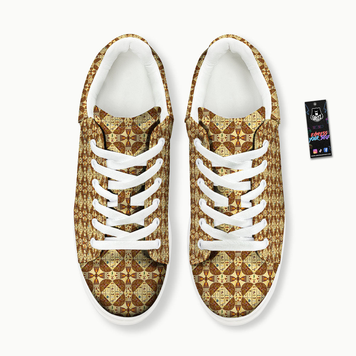 Hieroglyphs Egyptian Print Pattern Platform Shoes-grizzshop