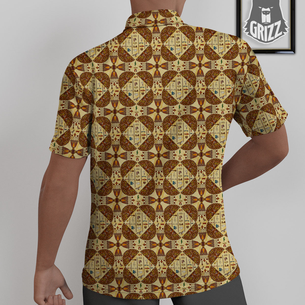 Hieroglyphs Egyptian Print Pattern Untucked Shirts-grizzshop