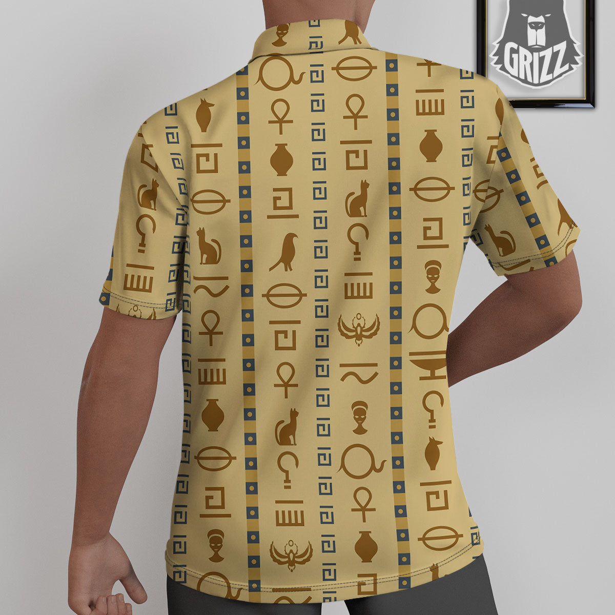Hieroglyphs Egyptian Print Untucked Shirts-grizzshop