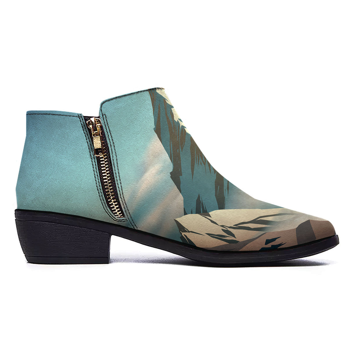High Mountain Print Ankle Boots-grizzshop