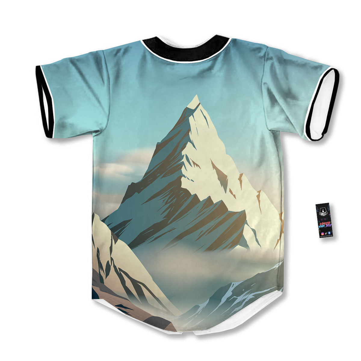 High Mountain Print Baseball Jersey-grizzshop