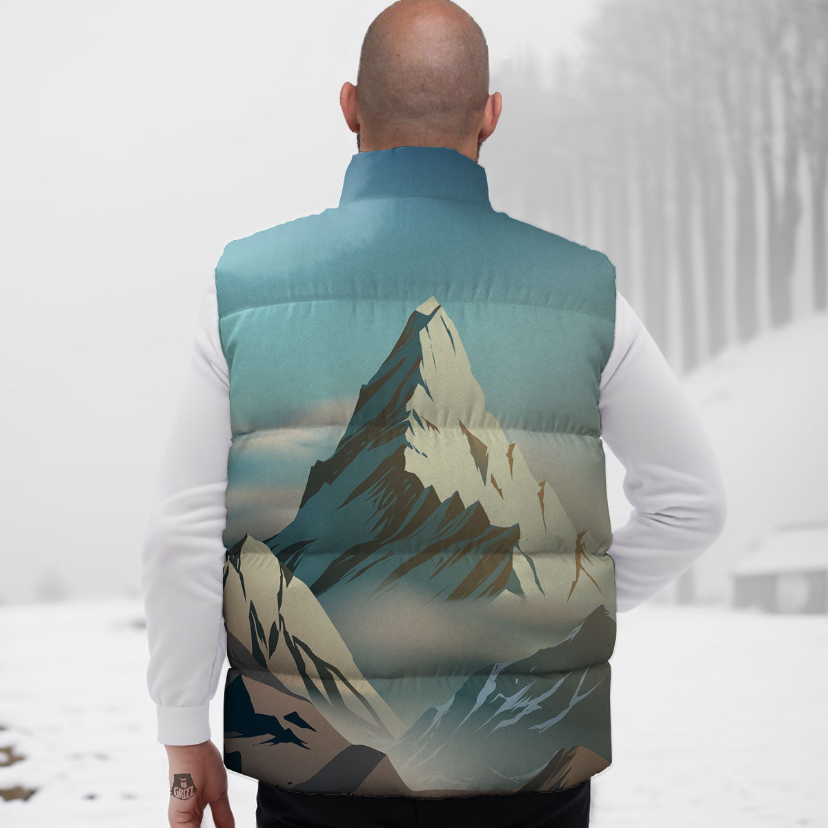 High Mountain Print Down Vest