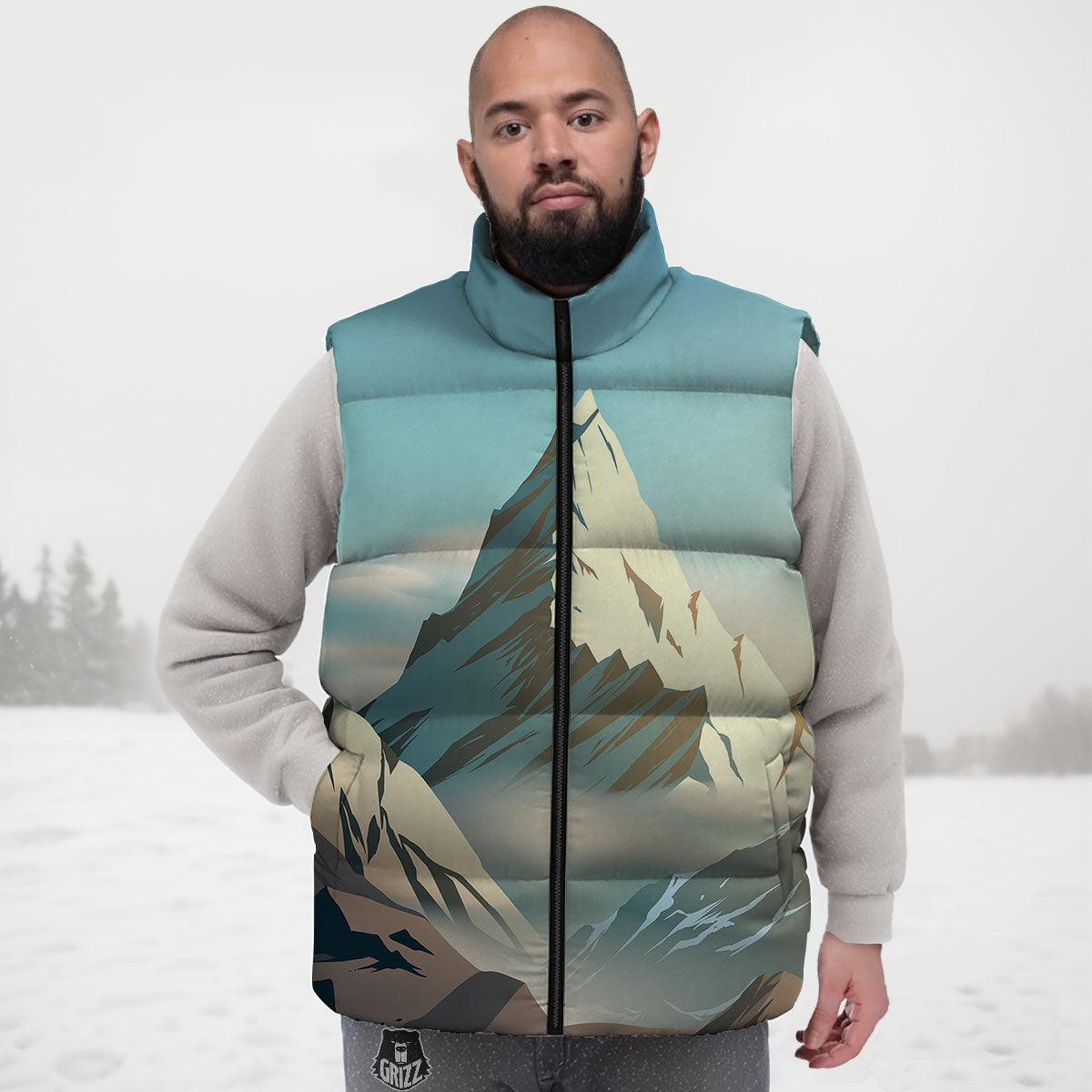 High Mountain Print Down Vest
