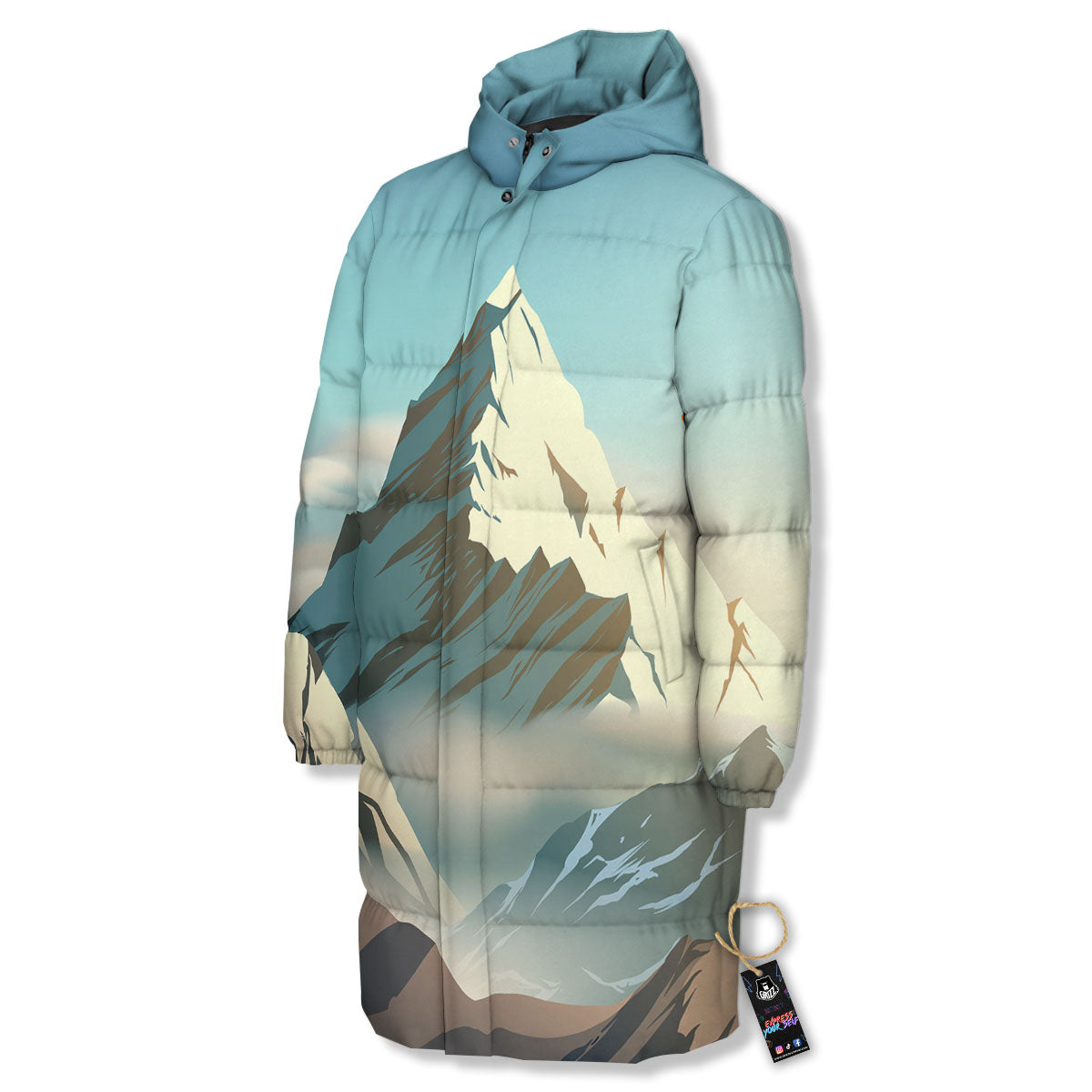 High Mountain Print Long Down Jacket-grizzshop