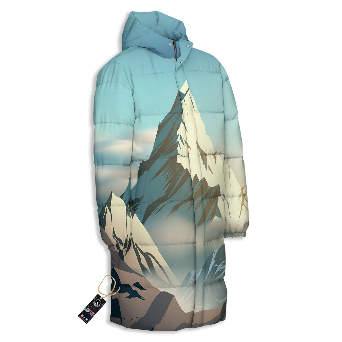 High Mountain Print Long Down Jacket-grizzshop