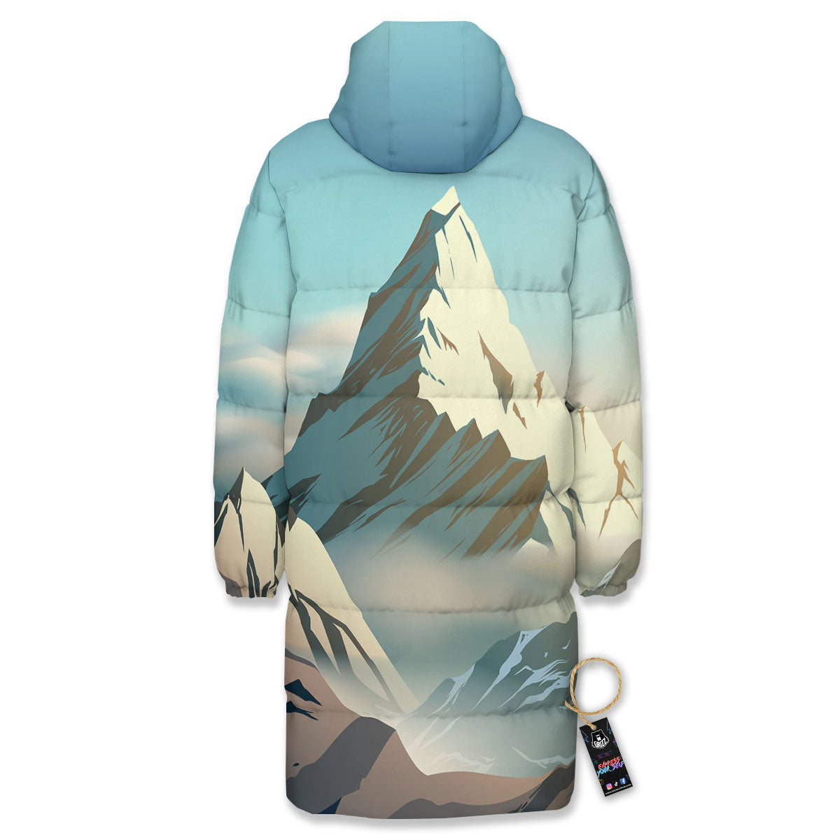 High Mountain Print Long Down Jacket-grizzshop