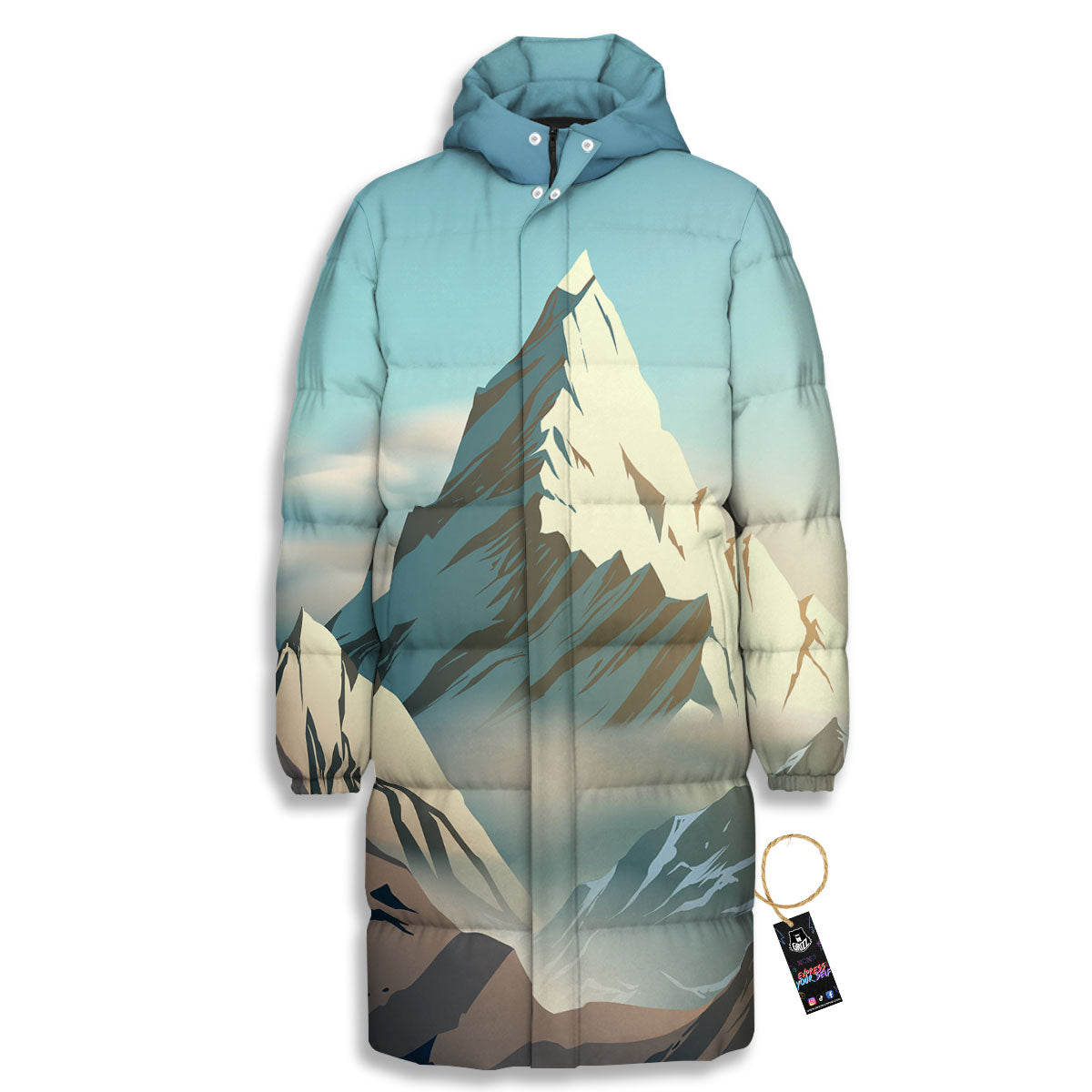 High Mountain Print Long Down Jacket-grizzshop