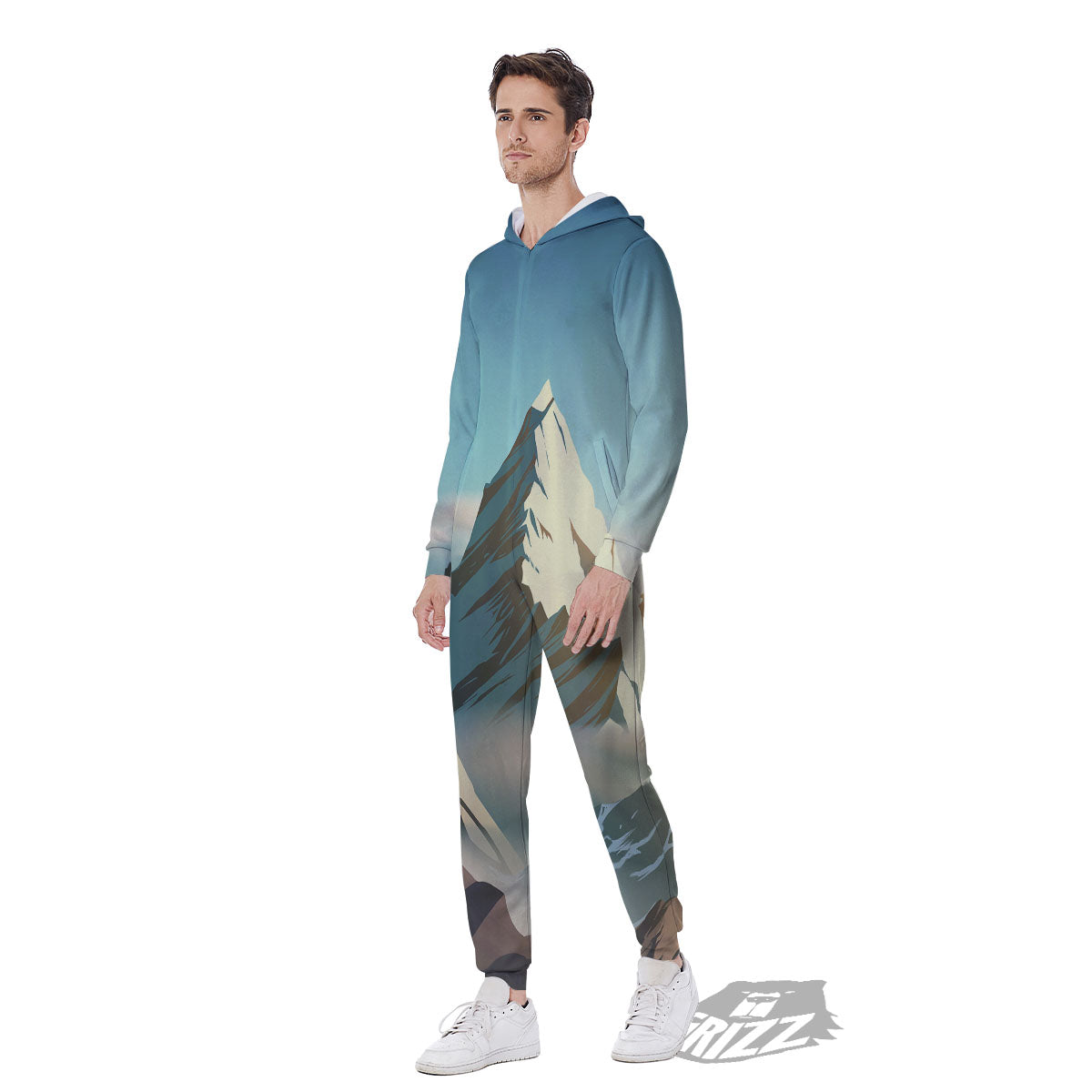 High Mountain Print Men's Jumpsuit-grizzshop