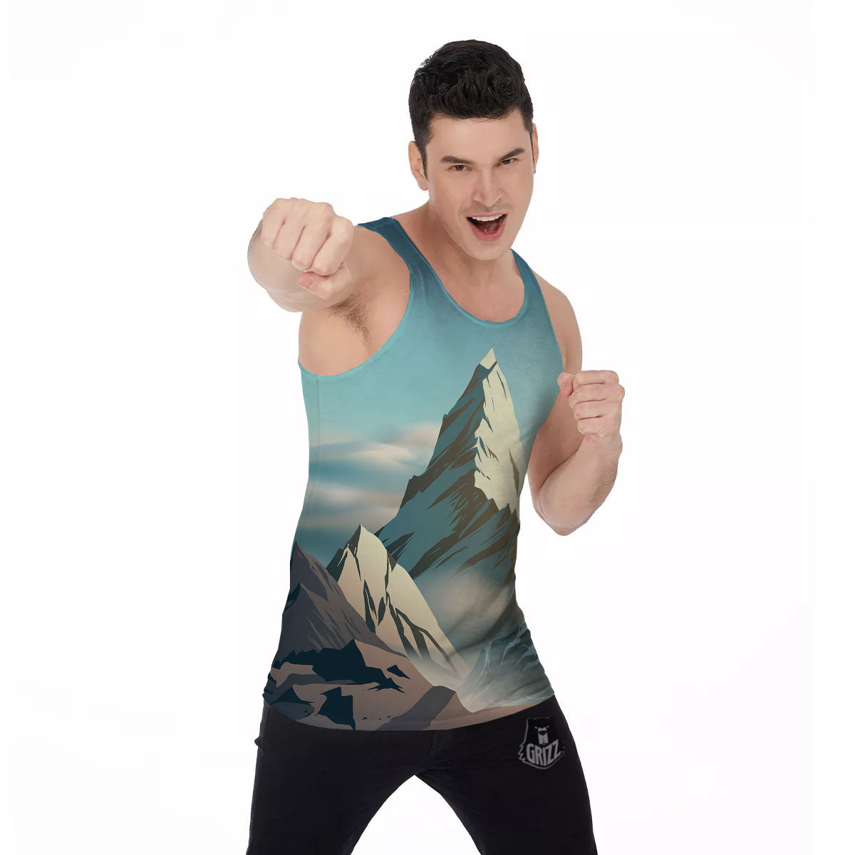 High Mountain Print Men's Tank Top-grizzshop