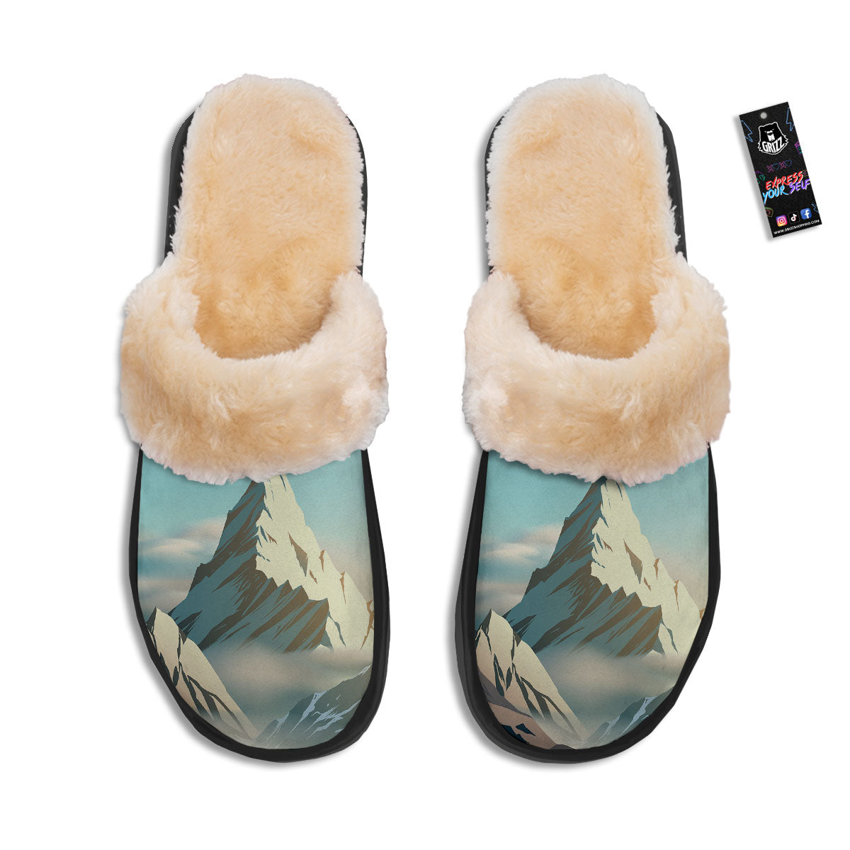 High Mountain Print Slippers-grizzshop