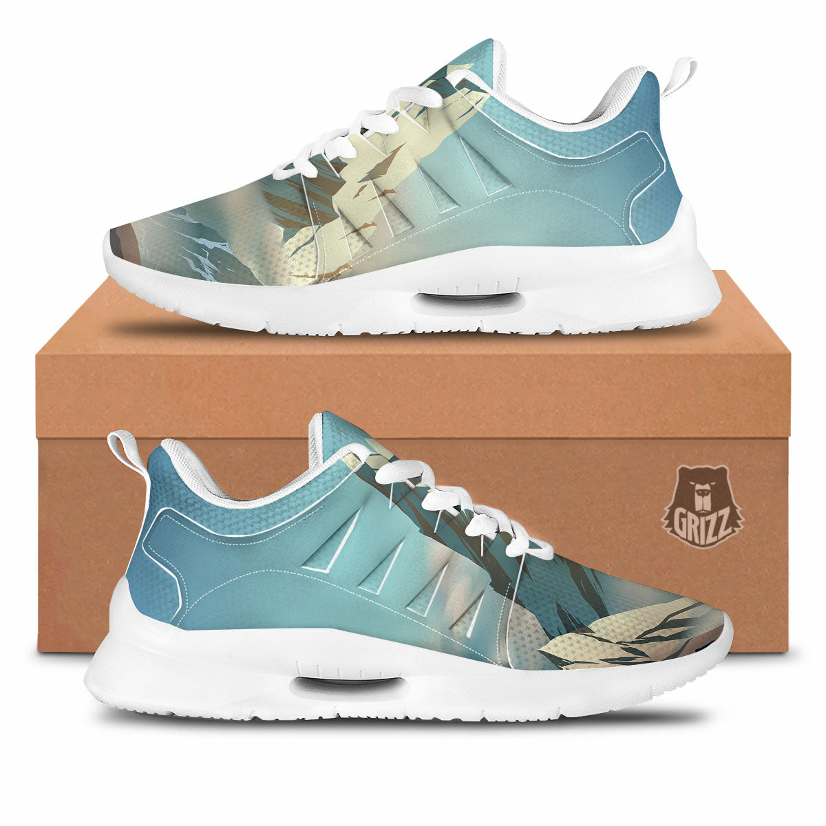 High Mountain Print Tennis Shoes-grizzshop