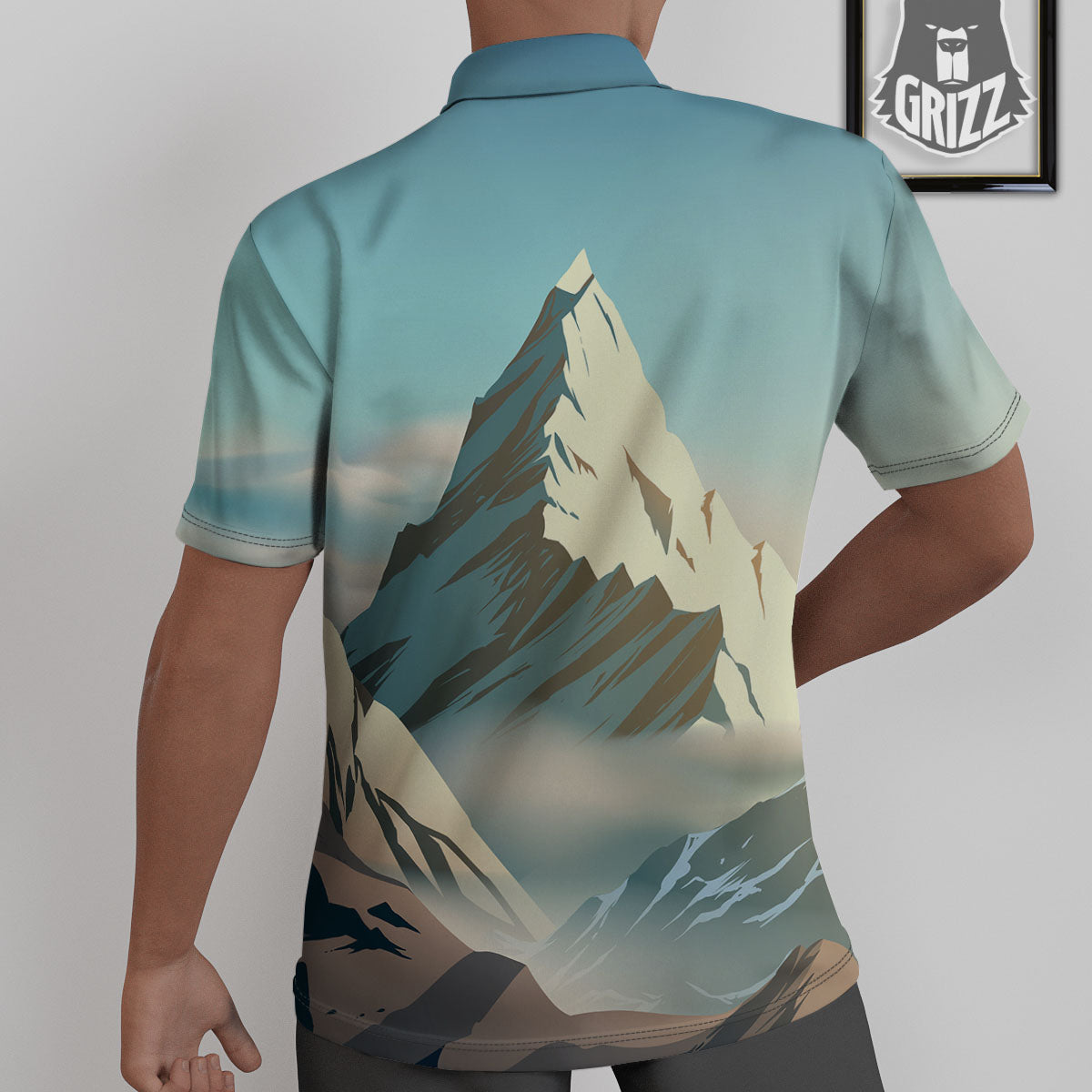 High Mountain Print Untucked Shirts-grizzshop