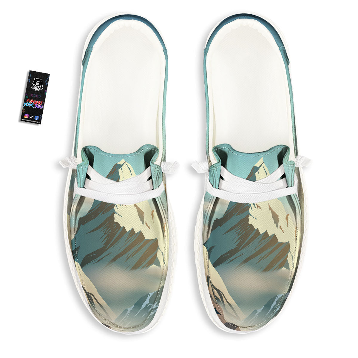 High Mountain Print White Loafers-grizzshop