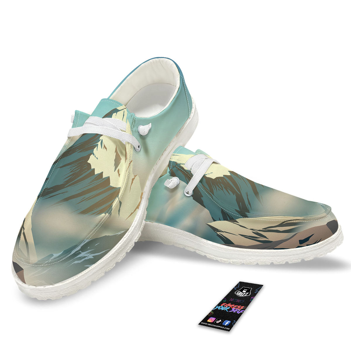 High Mountain Print White Loafers-grizzshop