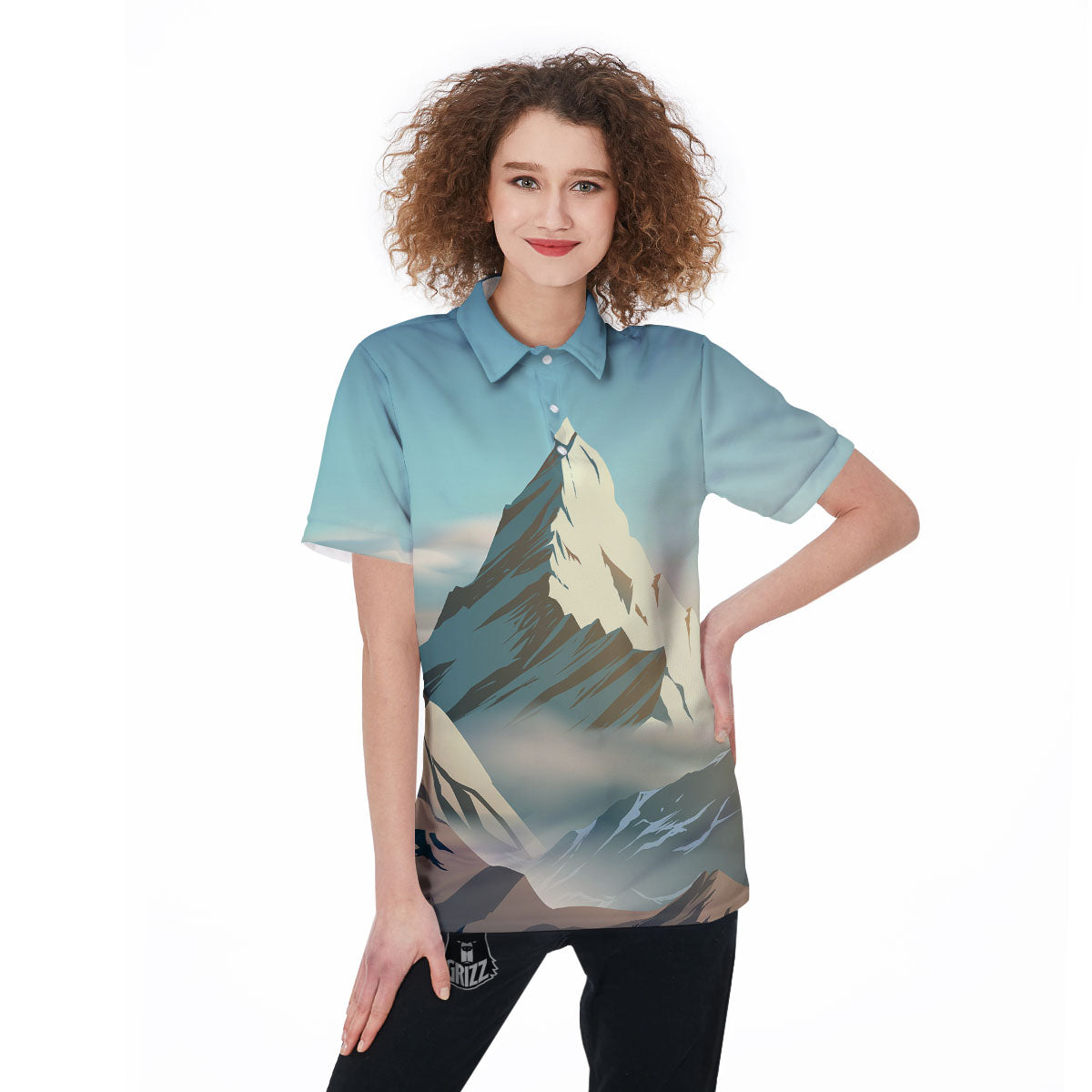 High Mountain Print Women's Golf Shirts-grizzshop