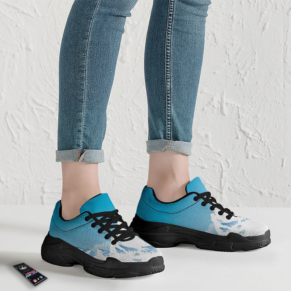 Himalaya Mountain Print Black Chunky Shoes-grizzshop