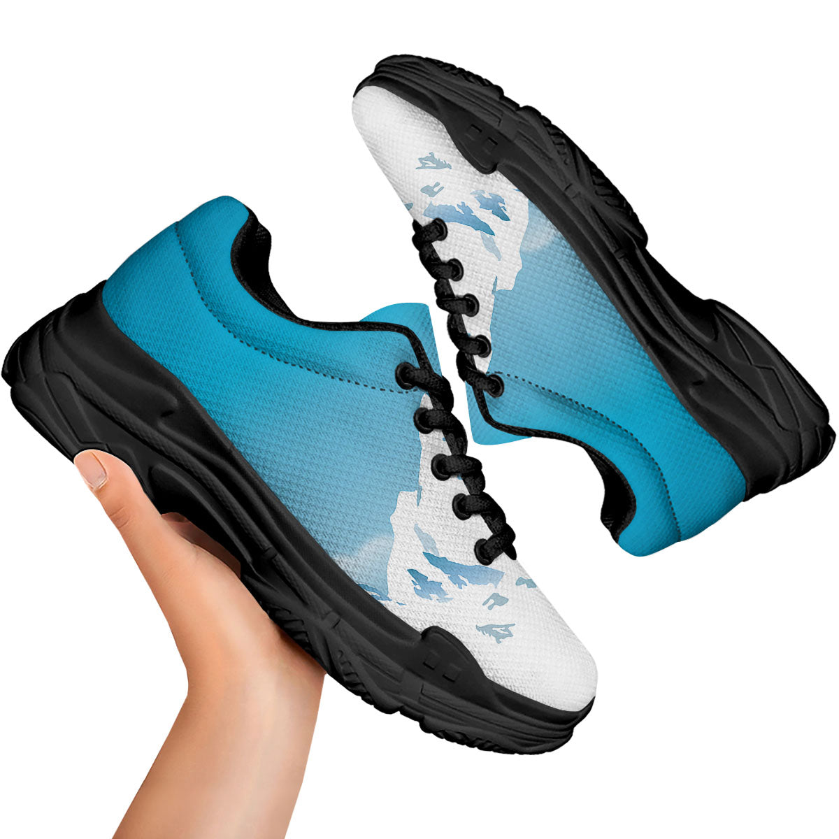 Himalaya Mountain Print Black Chunky Shoes-grizzshop