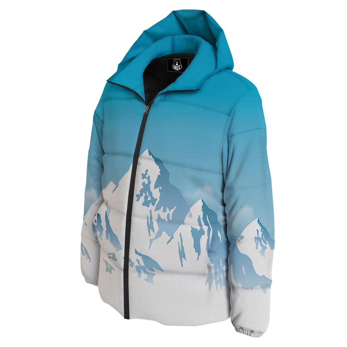 Himalaya Mountain Print Down Jacket-grizzshop