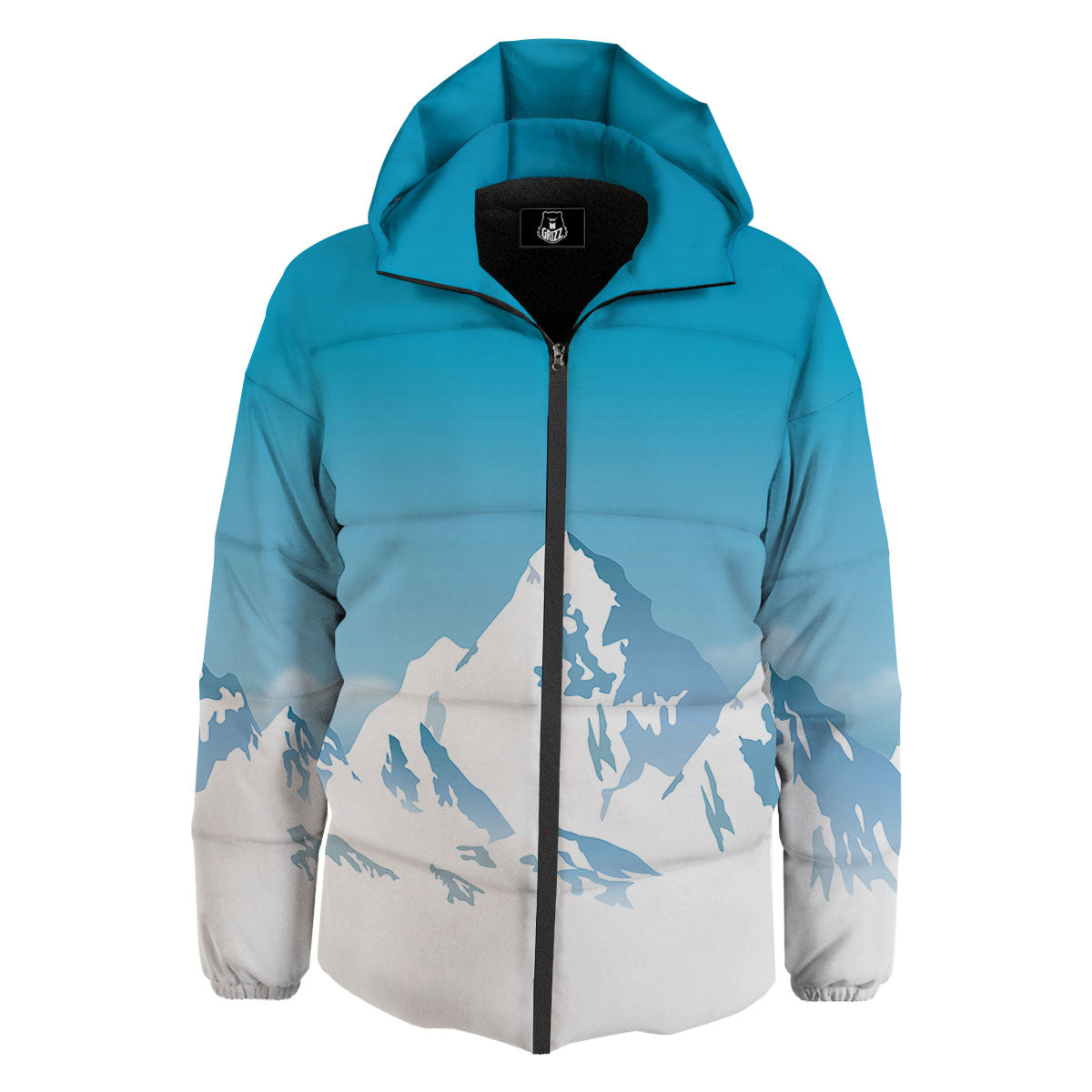 Himalaya Mountain Print Down Jacket-grizzshop
