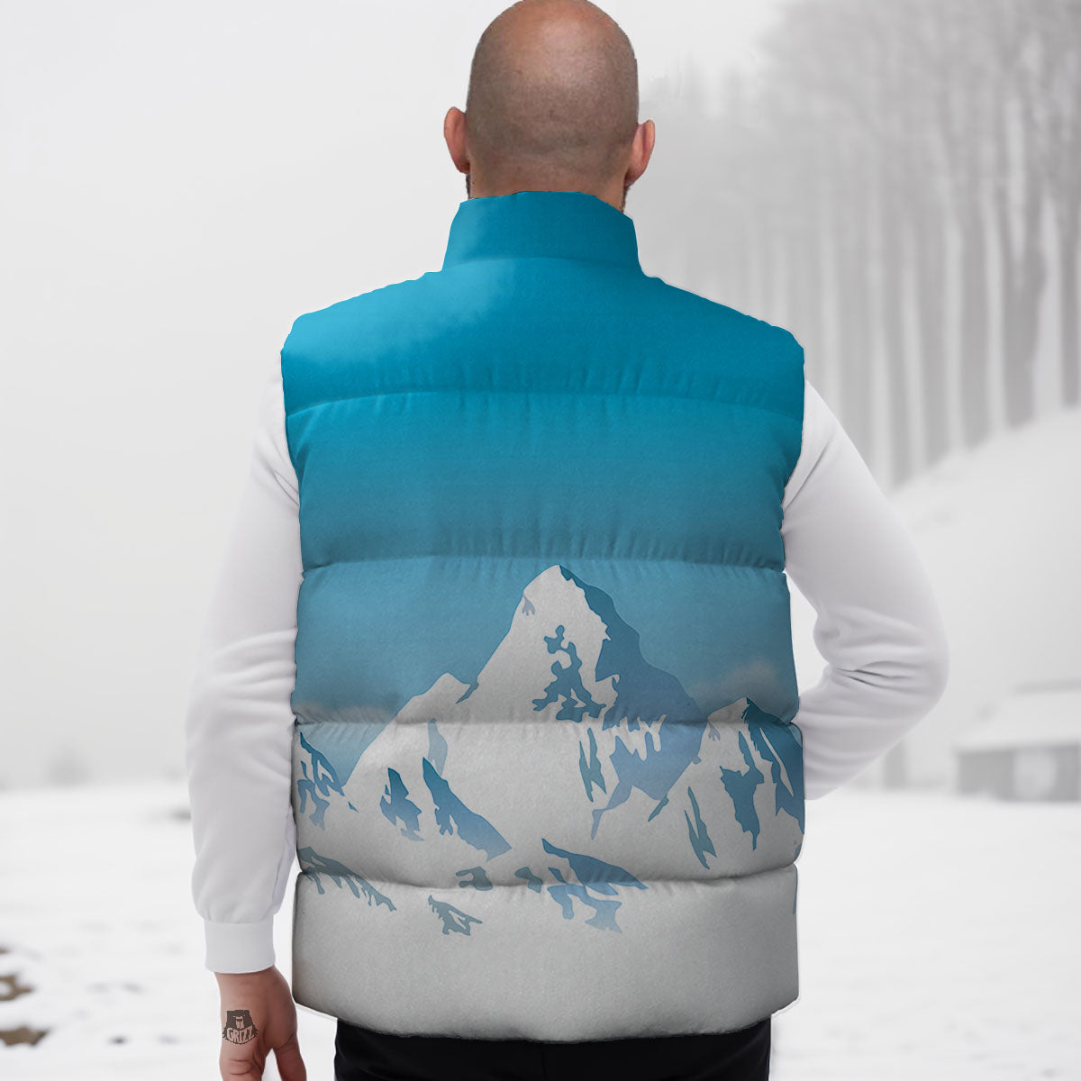 Himalaya Mountain Print Down Vest