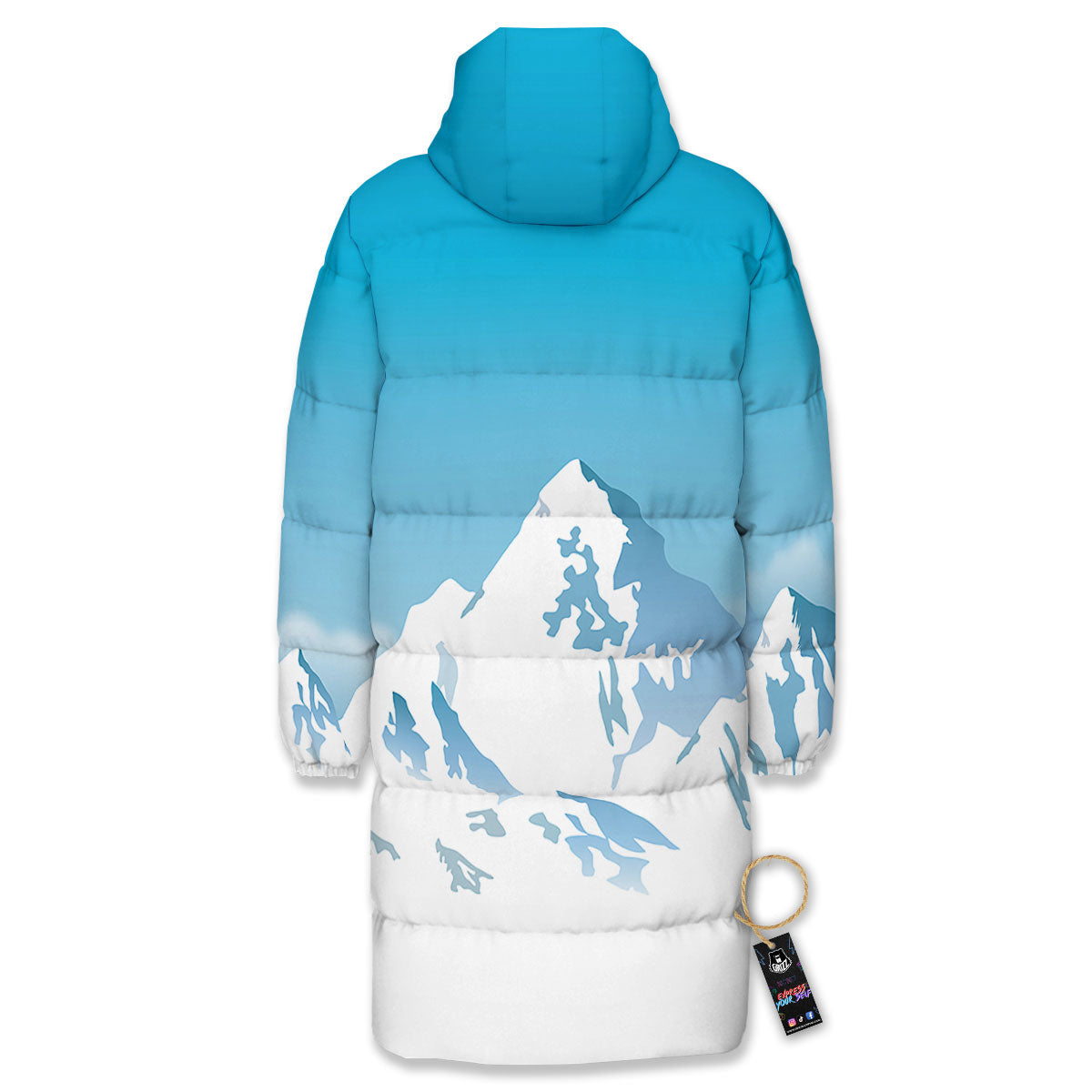 Himalaya Mountain Print Long Down Jacket-grizzshop