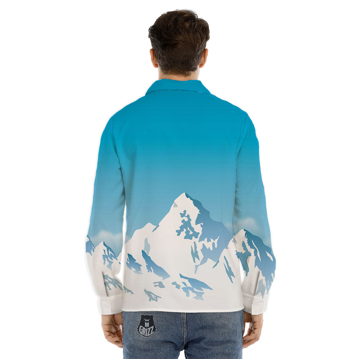 Himalaya Mountain Print Men's Dress Shirts-grizzshop
