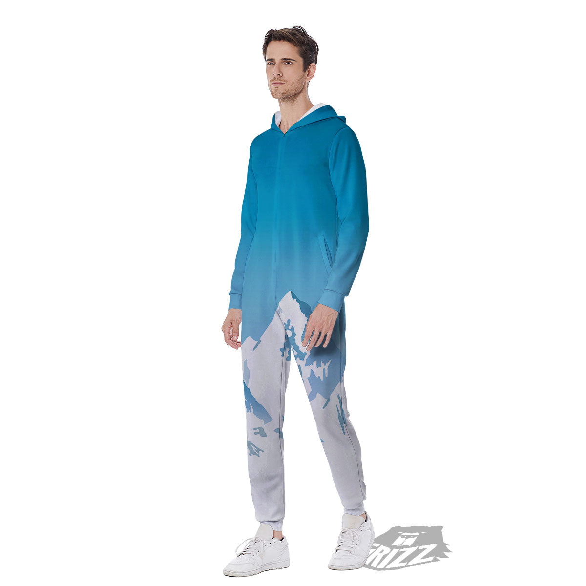 Himalaya Mountain Print Men's Jumpsuit-grizzshop