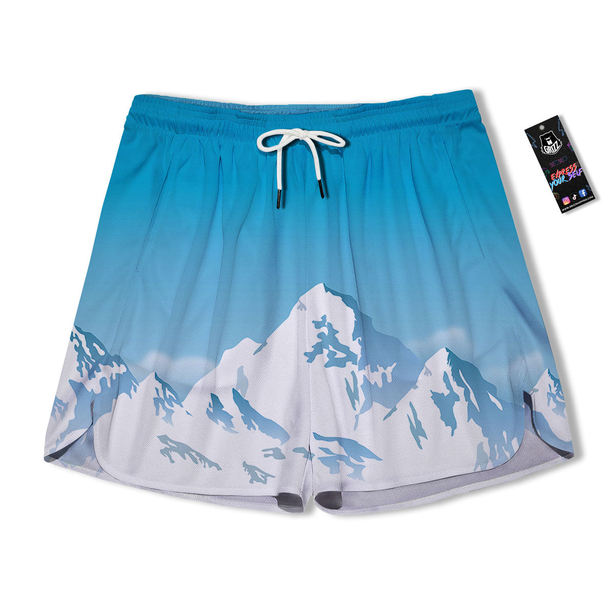 Himalaya Mountain Print Men's Running Shorts-grizzshop