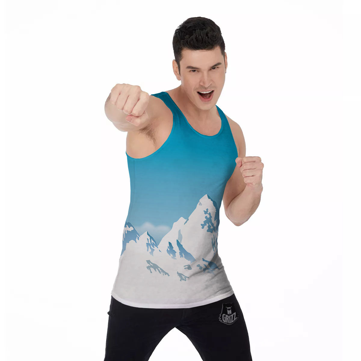 Himalaya Mountain Print Men's Tank Top-grizzshop