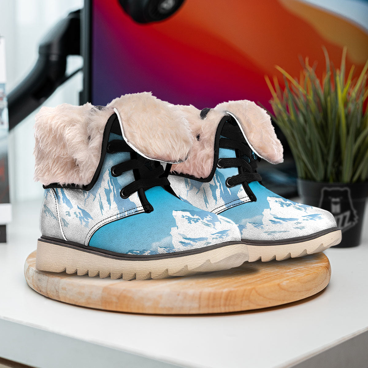 Himalaya Mountain Print Snow Boots-grizzshop