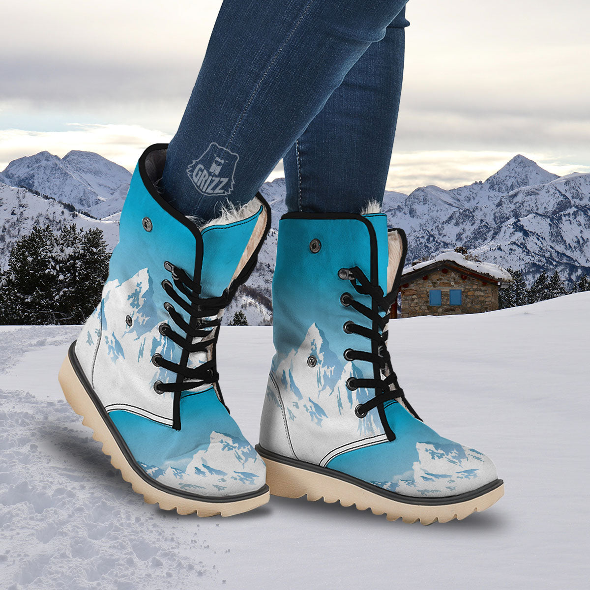 Himalaya Mountain Print Snow Boots-grizzshop