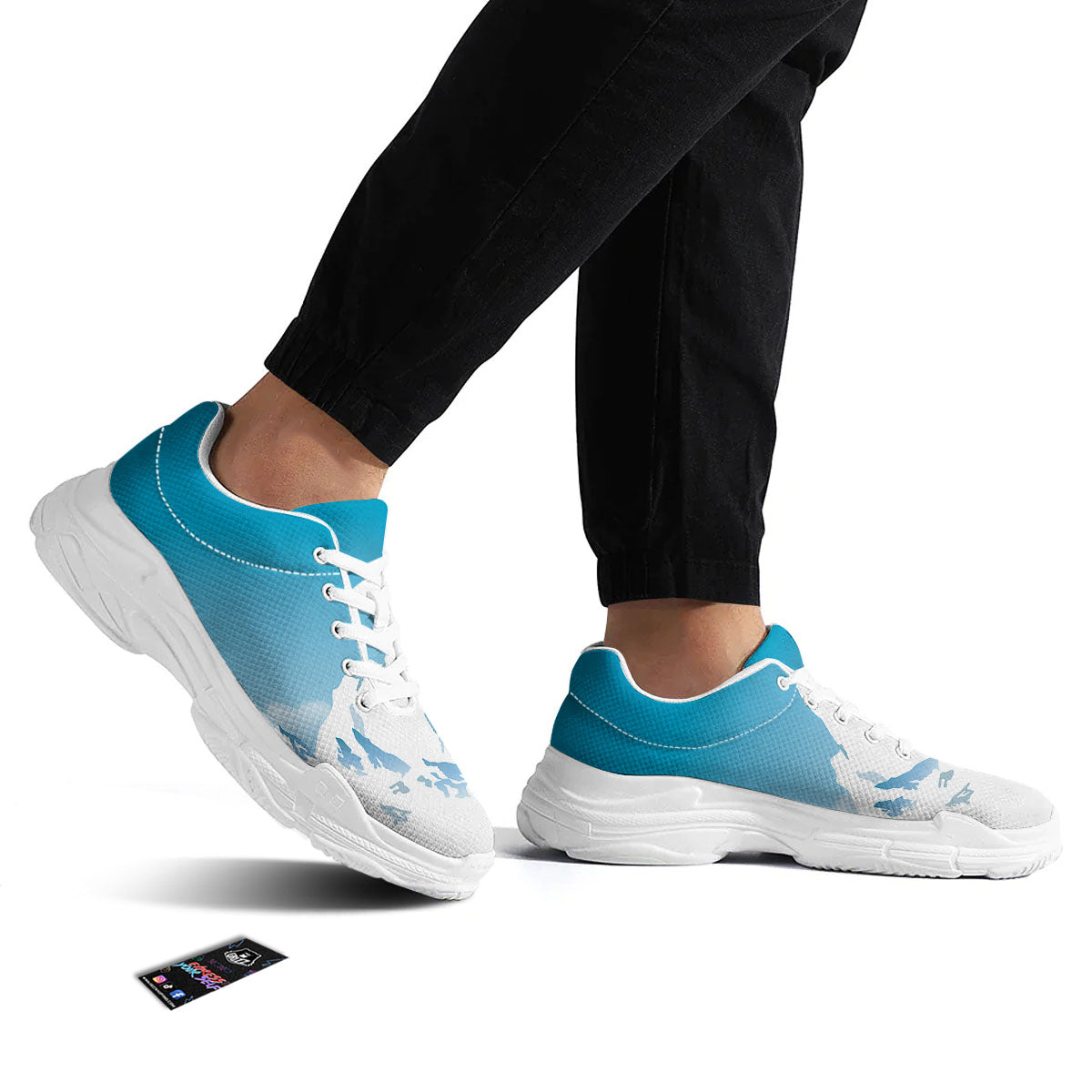 Himalaya Mountain Print White Chunky Shoes-grizzshop