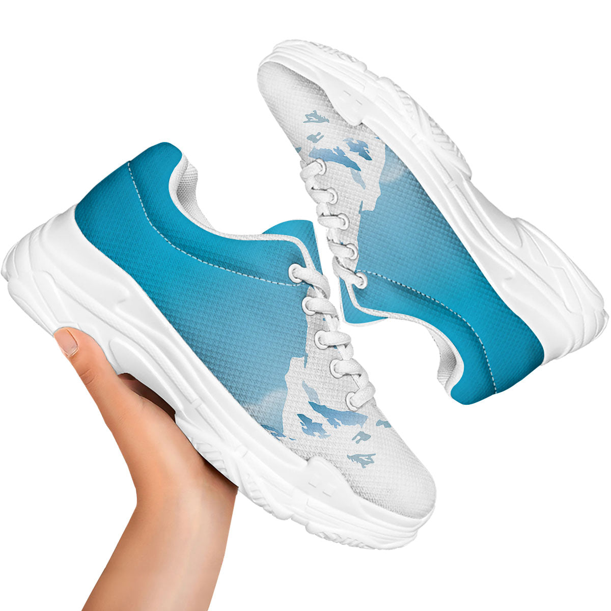 Himalaya Mountain Print White Chunky Shoes-grizzshop