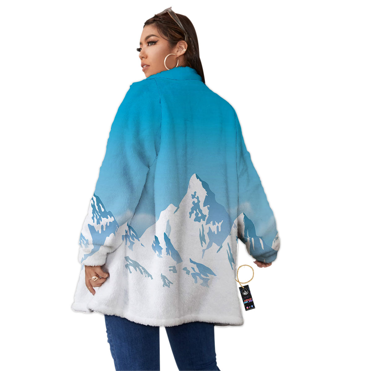 Himalaya Mountain Print Women's Sherpa Jacket-grizzshop