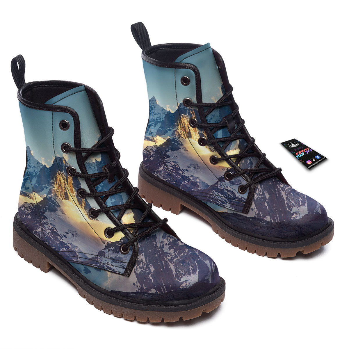 Himalayan Moutain Print Work Boots-grizzshop