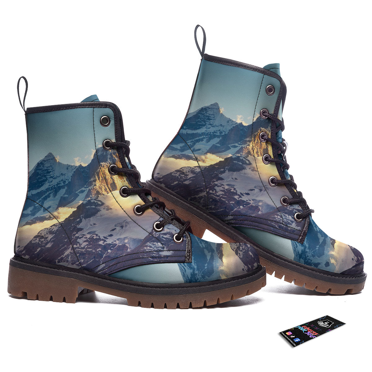 Himalayan Moutain Print Work Boots-grizzshop