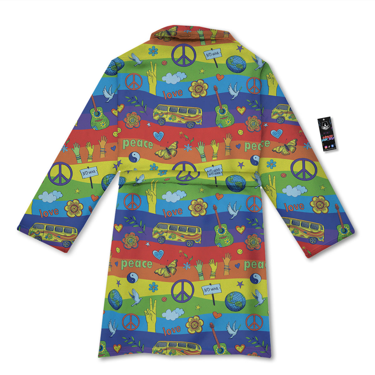 Hippie Drawing Psychedelic Wave Print Pattern Bathrobe-grizzshop
