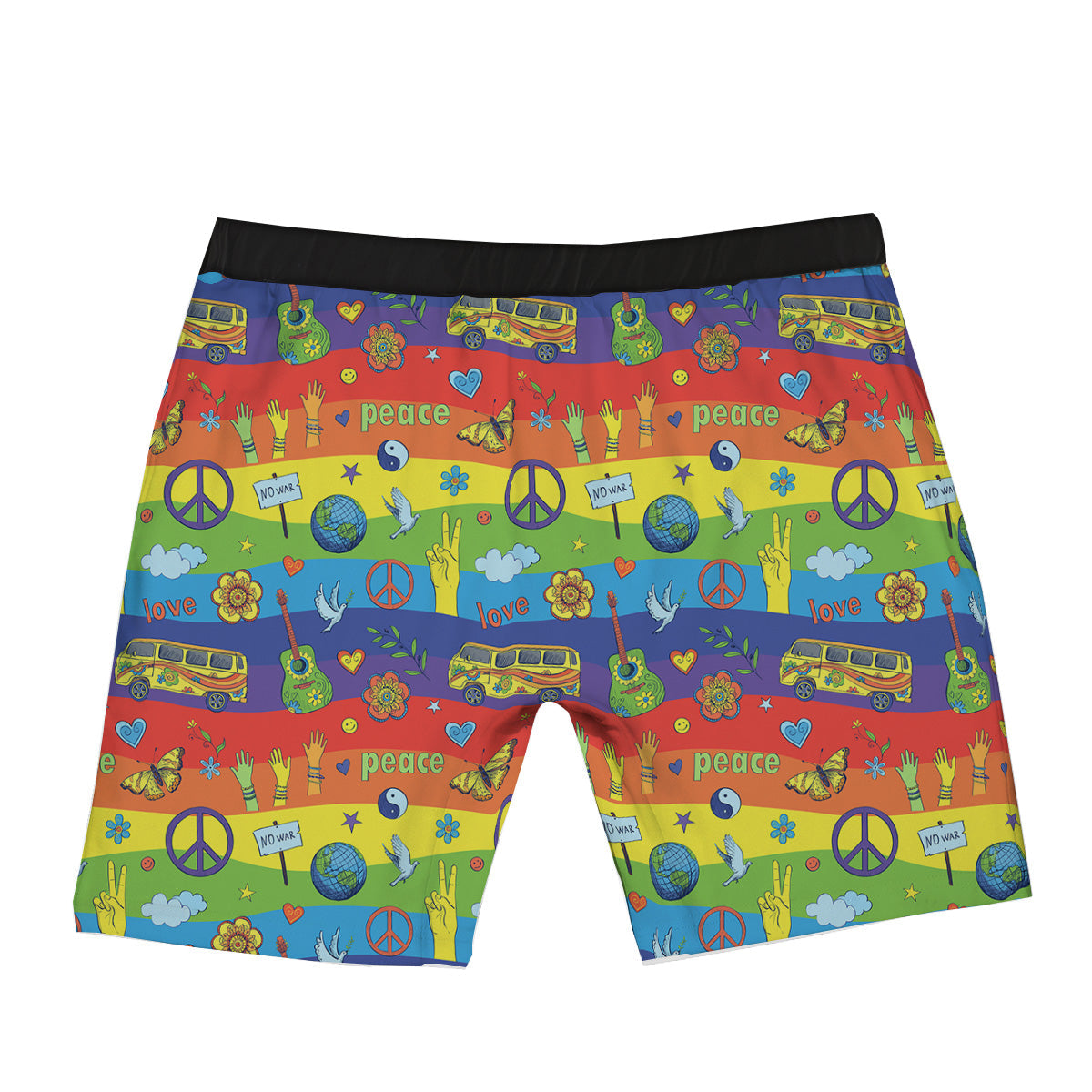Hippie Drawing Psychedelic Wave Print Pattern Boxer Briefs-grizzshop