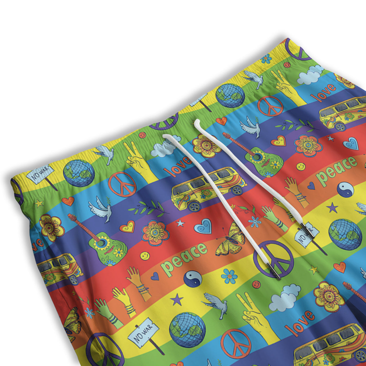 Hippie Drawing Psychedelic Wave Print Pattern Men's Athletic Shorts