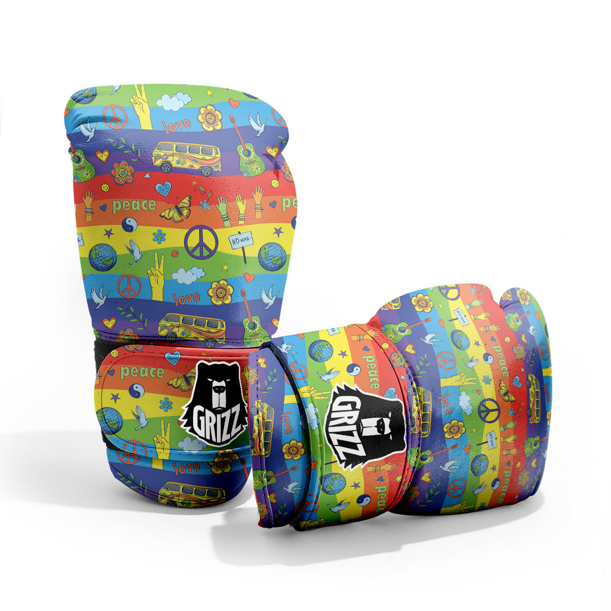 Hippie Drawing Psychedelic Wave Print Pattern Pro Boxing Glove