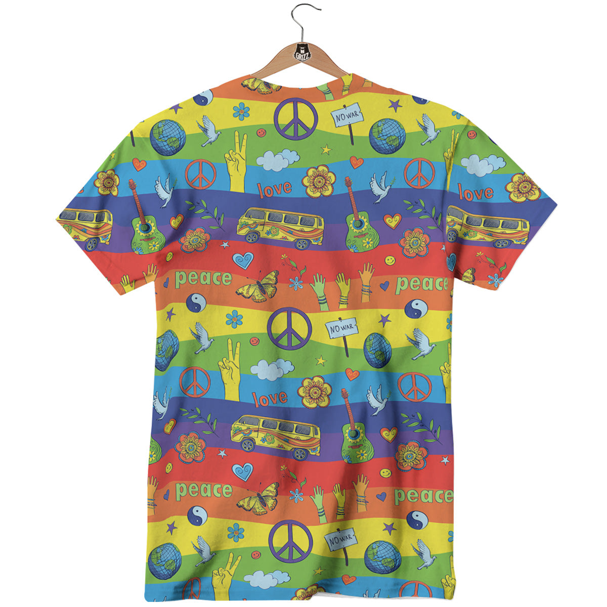 Hippie Drawing Psychedelic Wave Print Pattern T-Shirt-grizzshop