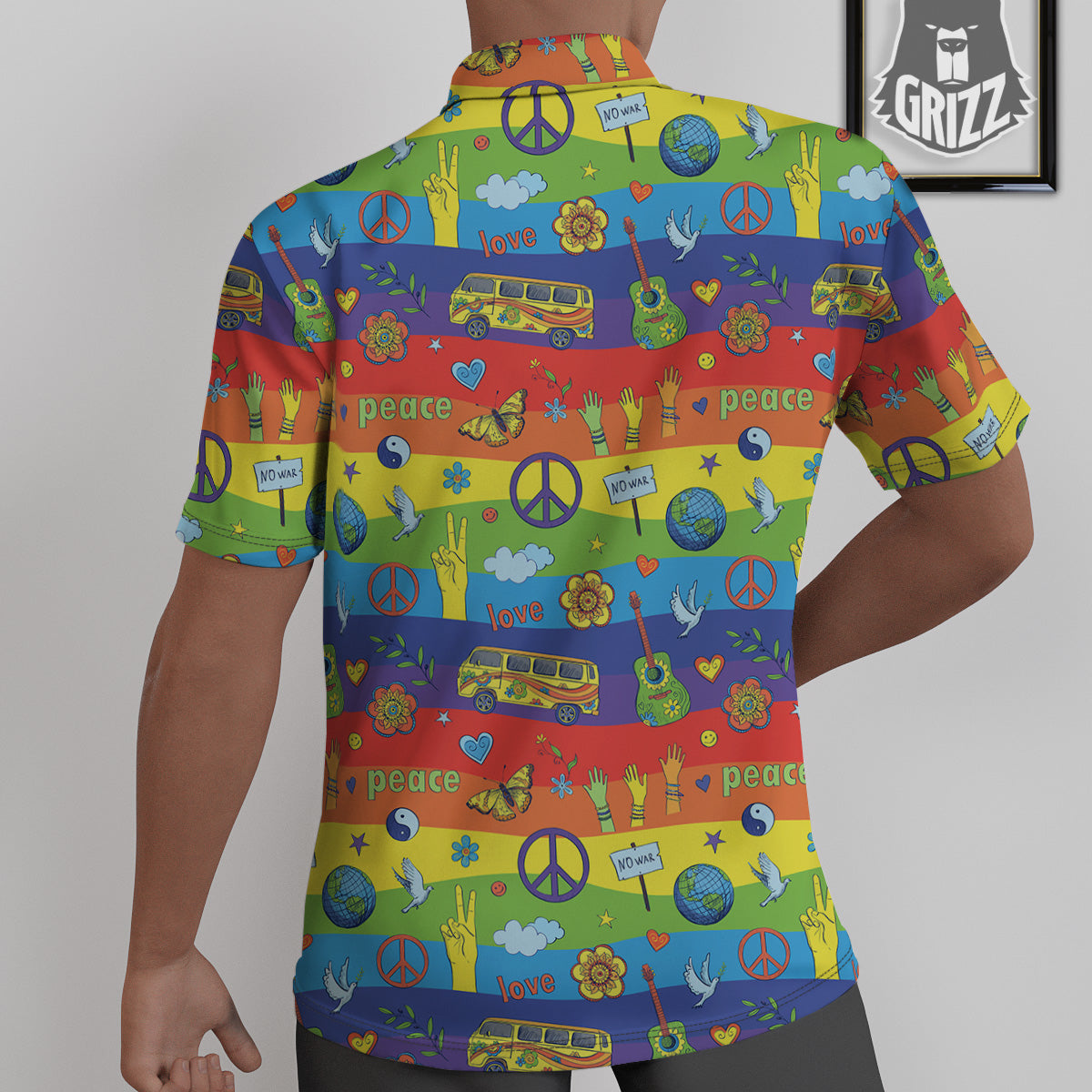 Hippie Drawing Psychedelic Wave Print Pattern Untucked Shirts-grizzshop