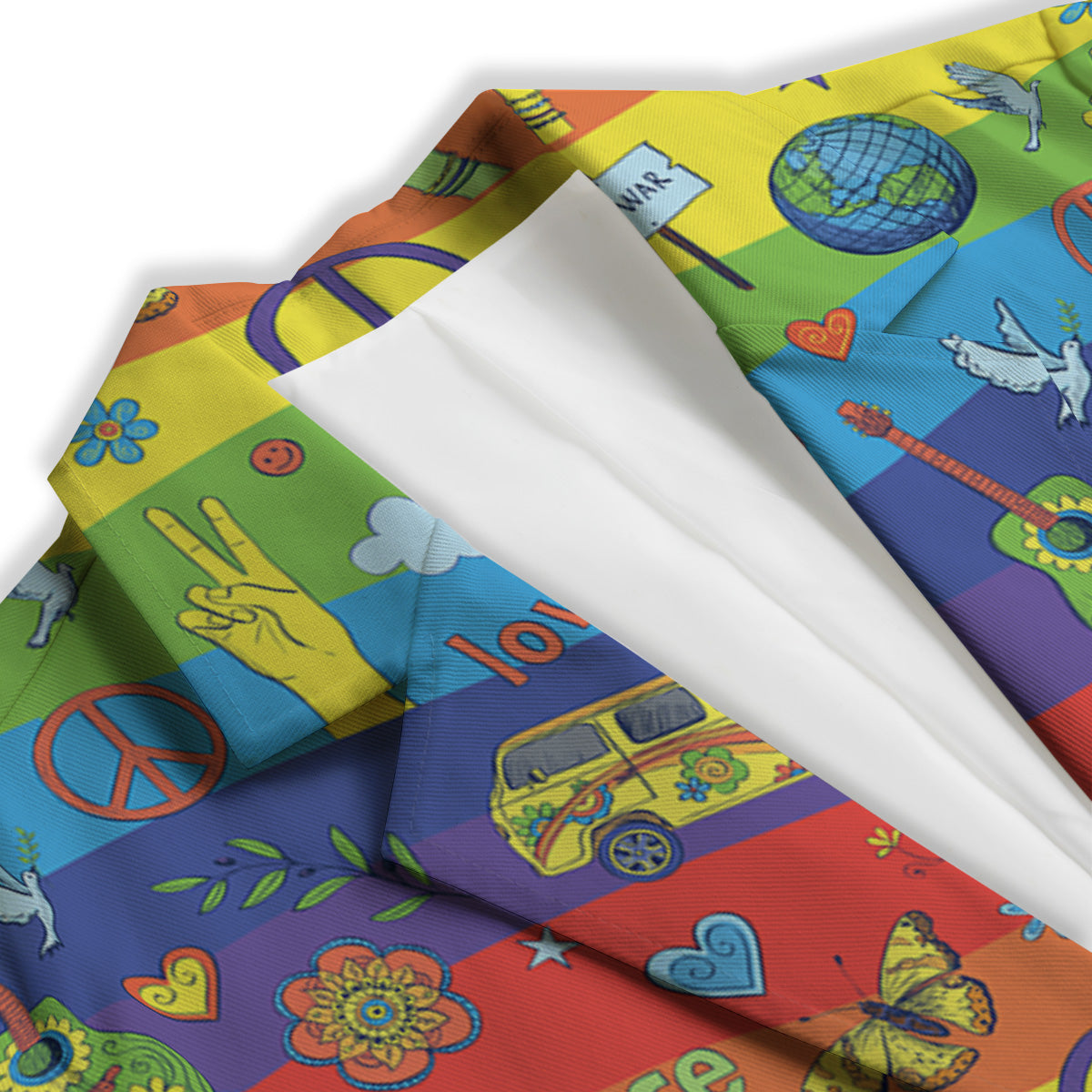 Hippie Drawing Psychedelic Wave Print Pattern Women's Blazer-grizzshop