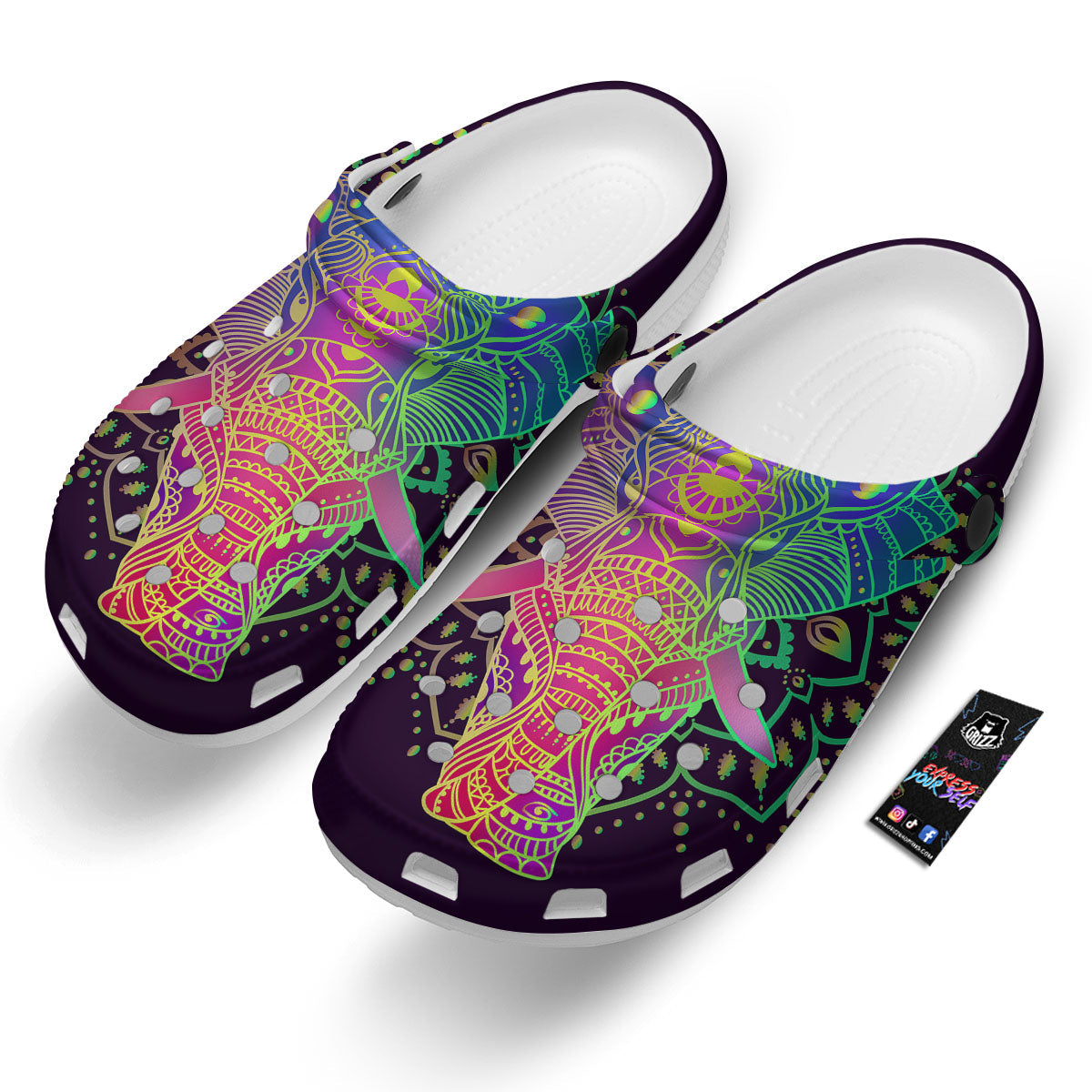 Hippie Elephant Indian Boho Print Clog-grizzshop