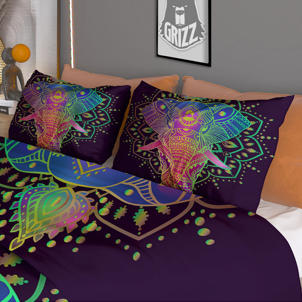 Hippie Elephant Indian Boho Print Duvet Cover Bedding Set