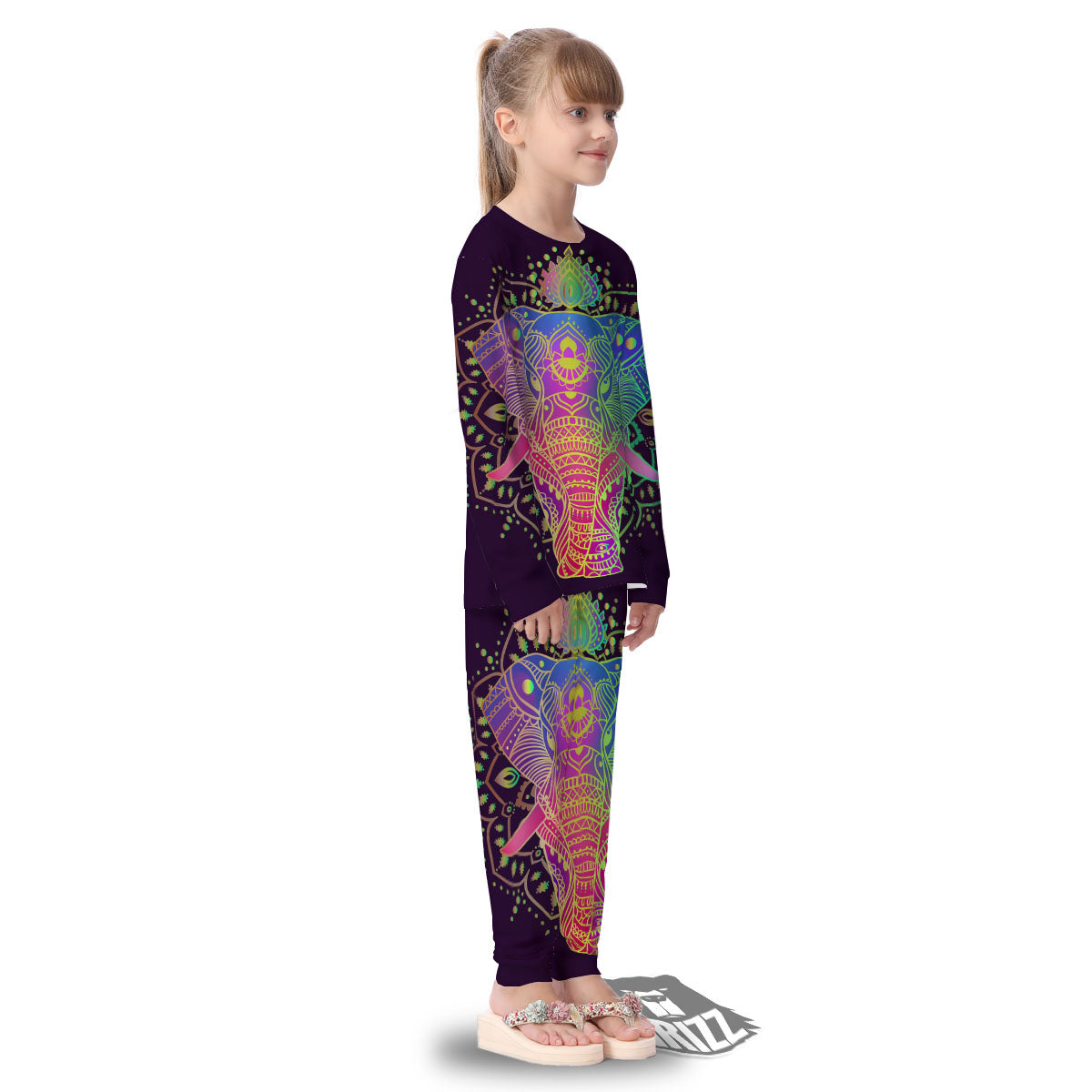 Hippie Elephant Indian Boho Print Kid's Pajamas-grizzshop