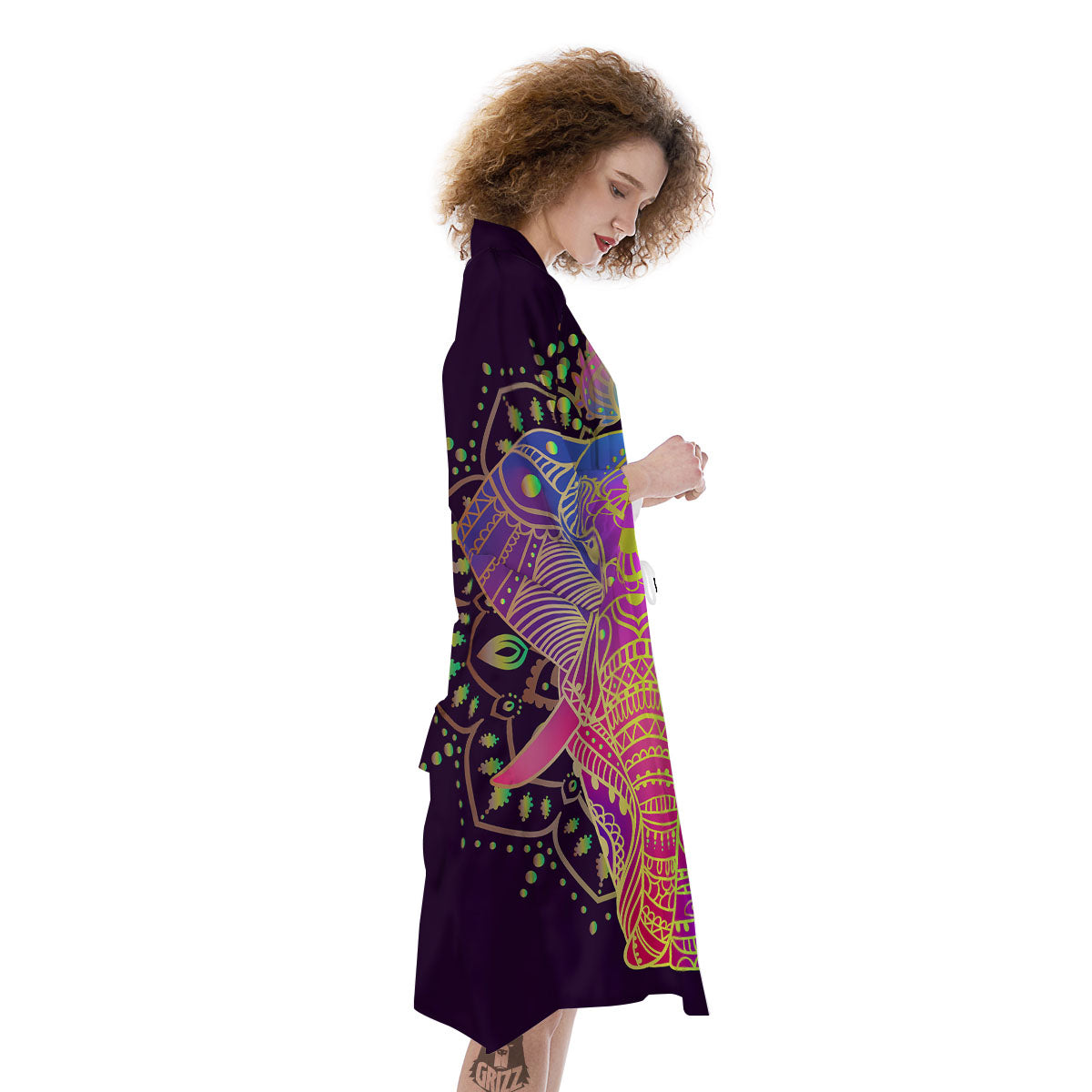 Hippie Elephant Indian Boho Print Kimono-grizzshop